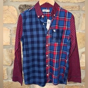NWT abercrombie kids Boys Button Down Plaid Shirt